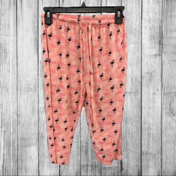 Other - Pink & Black Flamingo Print Pants